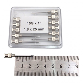 Голка ветеринарна багаторазова 1.8×25 LL, 15G×1` 12шт/пак