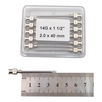 Игла ветеринарная многоразовая 2.0×40 LL, 14G×1 1/2`` 12шт/уп 