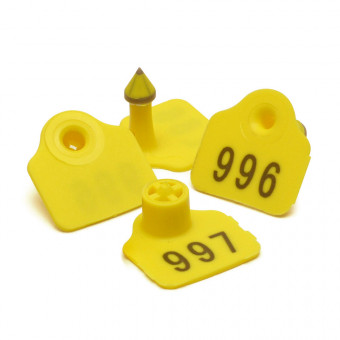 Вушна бирка номерна подвійна жовта 27×27 мм