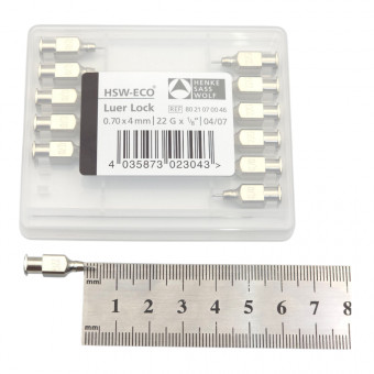 Голка ветеринарна багаторазова 0.7×4 LL, 22G×1/8´´ уп.12 шт