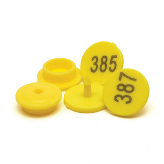 Вушна бирка номерна жовта, Ø = 18 мм