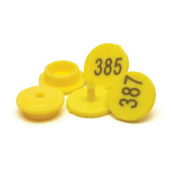 Ушная бирка номерная круглая желтая d - 18мм